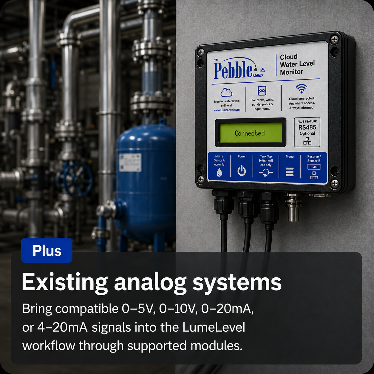 Pebble Plus existing analog system integration in an industrial pump and piping environment